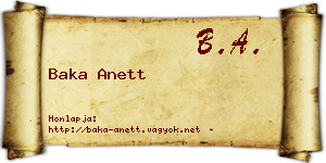 Baka Anett névjegykártya