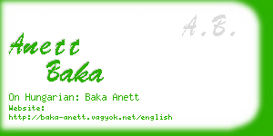 anett baka business card